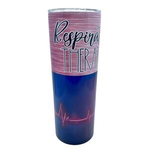Respiratory Therapist 20 oz Skinny Tumbler, Sliding Lid & Straw & Cleaner, New